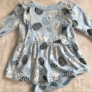 Cat & Jack bunny print onesie with skirt EUC 0-3m